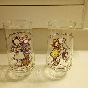 Holly Hobbie and Coke Vintage set of two glasses